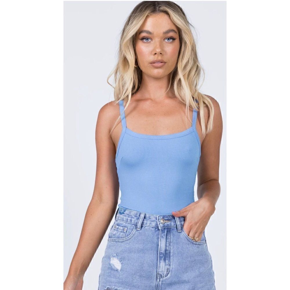 PRINCESS POLLY RIBBED BODYSUIT BLUE Size 4 NEW